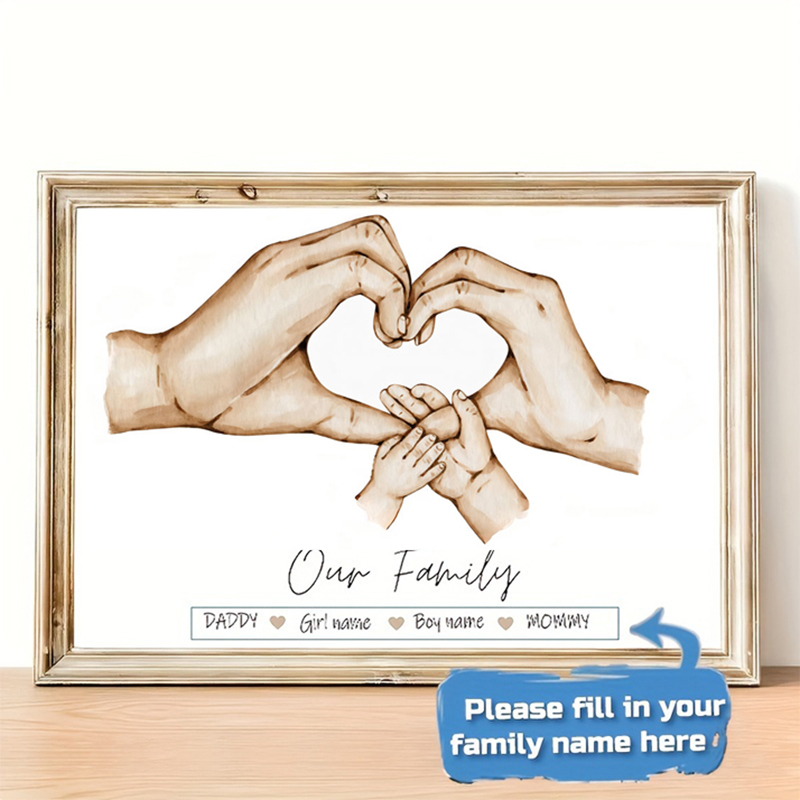 Photography Interior - Gepersonaliseerde aangepaste familiehandposter naam canvas schilderij