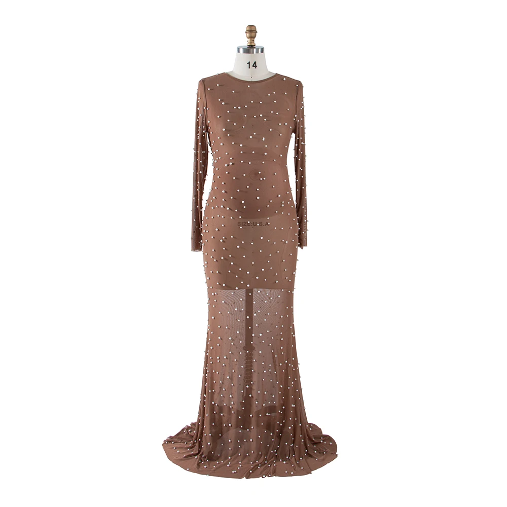 Photography Club - See Thru Stretchy Mesh met parels