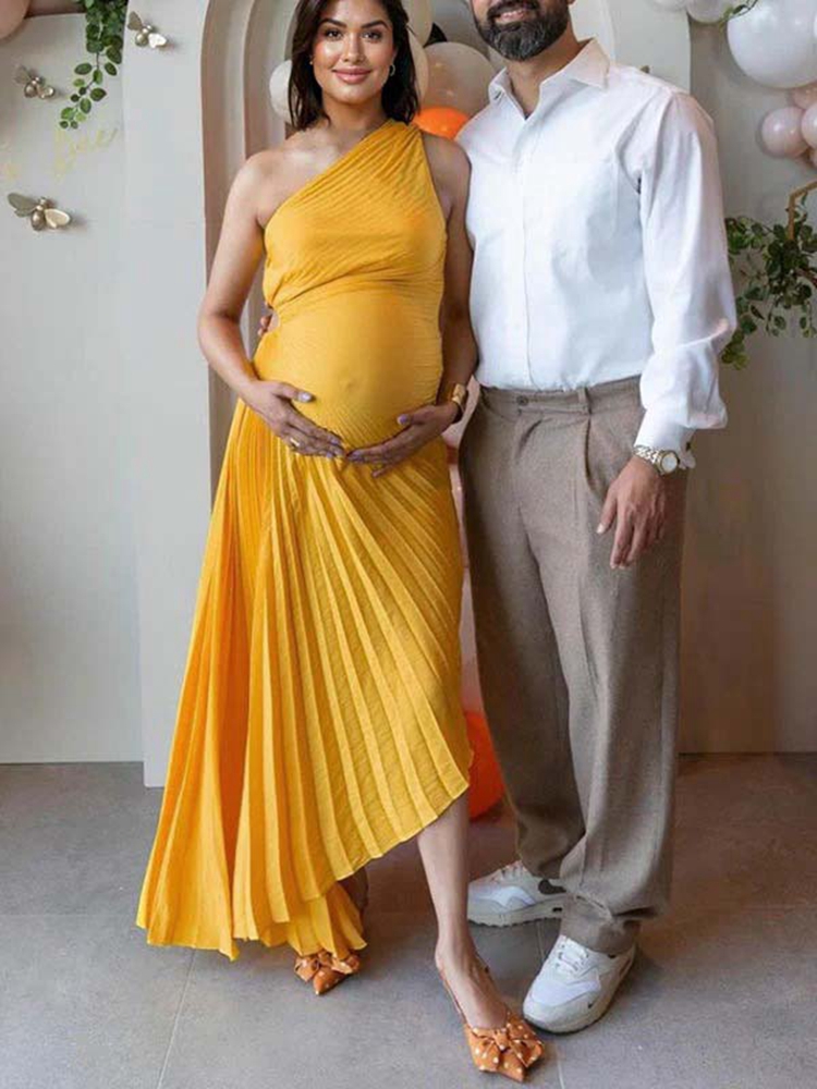 Gele off-shoulder zwangerschap - Photography Yellow recensie en prijs